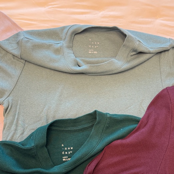 Lot A New Day ribbed tops short long sleeve Women's Assorted Color Tops Set - Picture 3 of 10